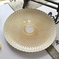 Assiette de présentation ronde 33 cm en verre transparent doré motif géométrique
