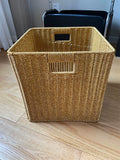 Panier de rangement 40 x 30 x 35 cm en osier naturel avec poignées