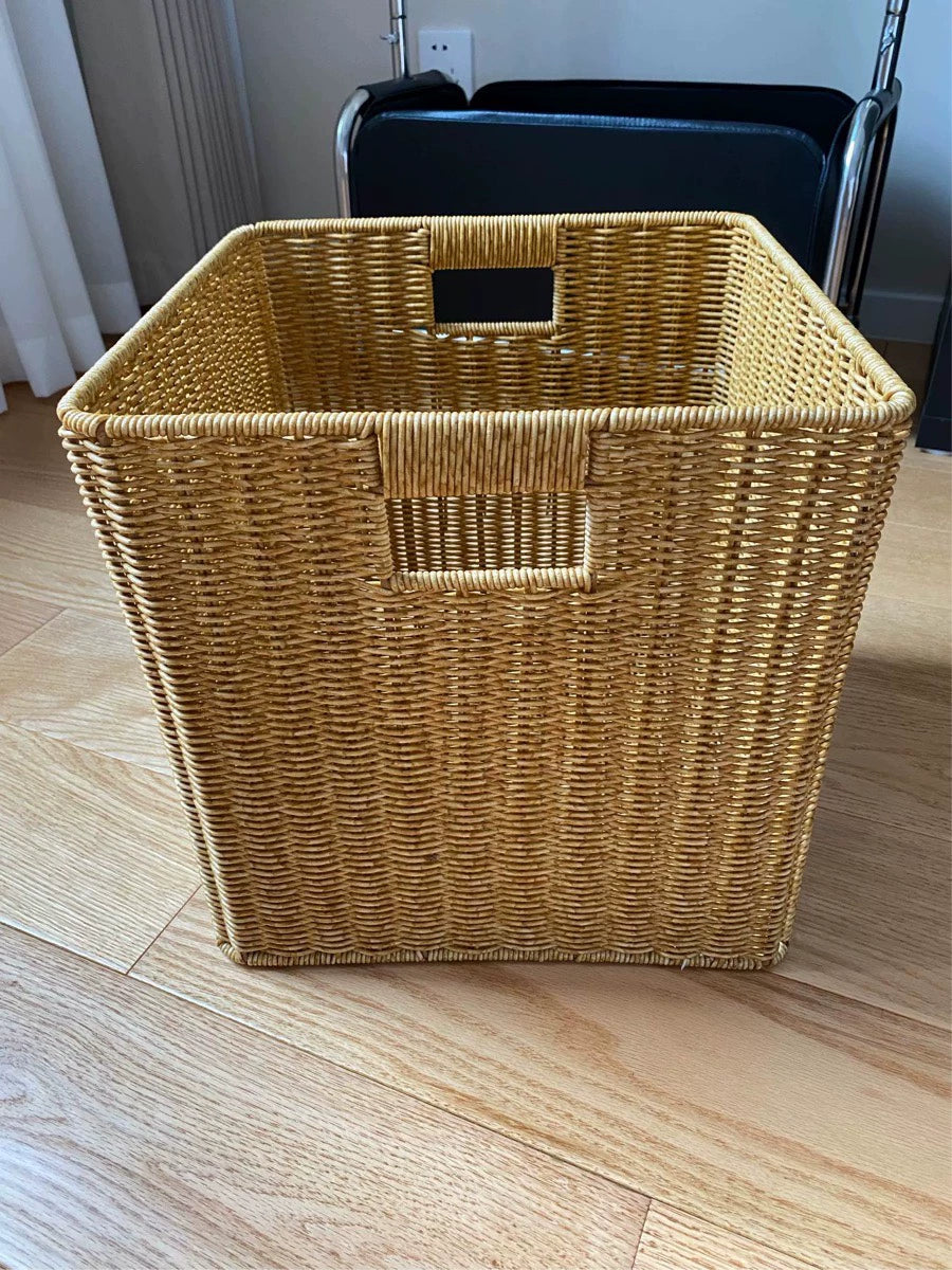 Panier de rangement 40 x 30 x 35 cm en osier naturel avec poignées