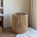 Panier à linge rond 40 cm en corde textile beige - rangement ouvert style naturel