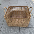 Panier de rangement 50 x 35 x 30 cm en osier naturel avec poignées - style rustique