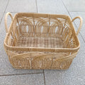 Panier de rangement 40 x 30 x 22 cm en rotin naturel avec poignées style bohème