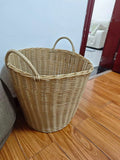 Panier de rangement 48 x 35 x 45 cm en fibres végétales tressées naturel avec anses