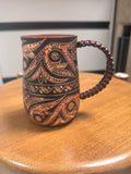 Mug 350 ml en céramique noir/cuivré pour boissons chaudes style artisanal