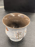 Tasse à boire en céramique 180 ml gris bleu motif floral sans anse