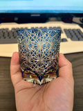 Verre à whisky 300 ml en verre bleu taillé - 8 x 10 cm